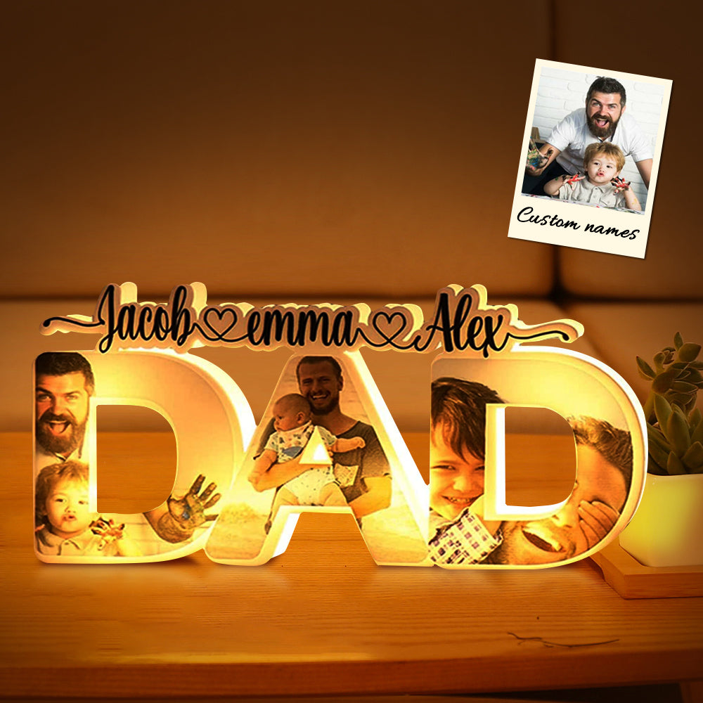 🌟 Personalized "DAD" Night Light with Photos and Names – A Unique and Emotional Gift 🌟